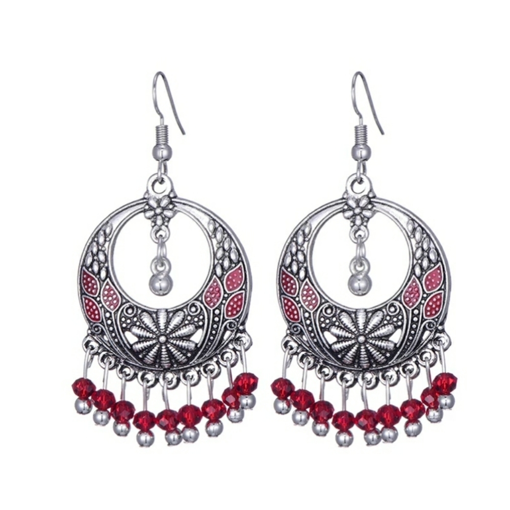 RED CHANDELIER DANGLE EARRINGS